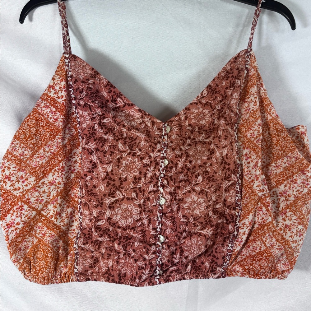 American Rag Red and Orange Floral Crop‎ Top